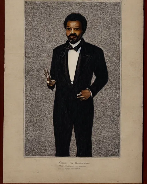 Prompt: symmetrical portrait of lando calrission dressed in formal wear and joining his two hands