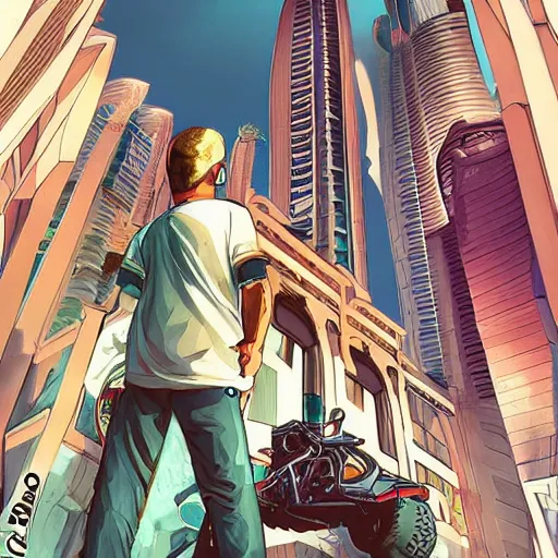 Image similar to gta : dubai, by rossdraws