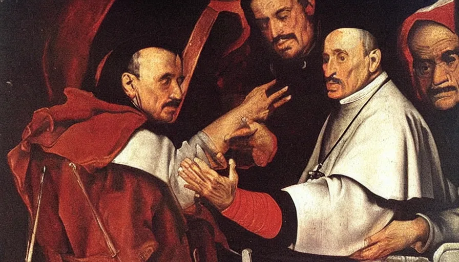 Image similar to painting by diego velazquez, pope of innocent x, detailed, stunning