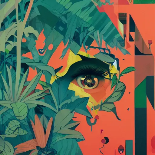 Prompt: Jungle Painting by Sachin Teng, asymmetrical, Organic Painting , Matte Painting, geometric shapes, hard edges, graffiti, street art,:2 by Sachin Teng:4