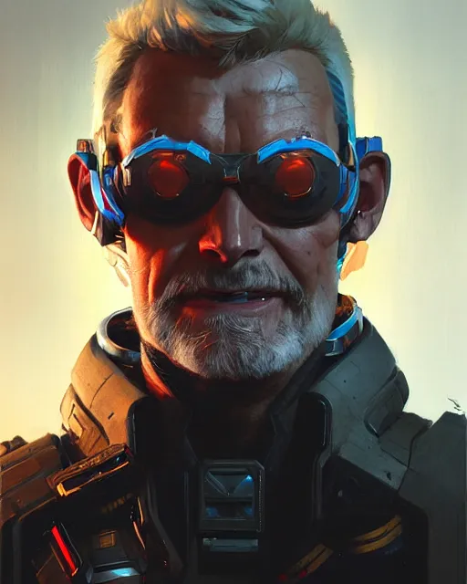 Prompt: soldier 7 6 from overwatch, character portrait, concept art, intricate details, highly detailed by greg rutkowski, michael whelan and gustave dore