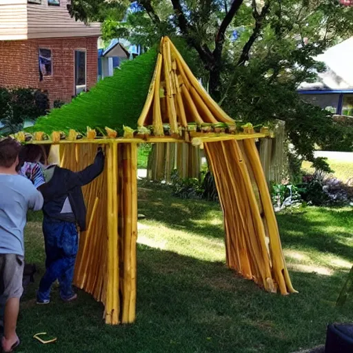 Image similar to Yoda using the force to put together a sukkah, sukkot, shelter