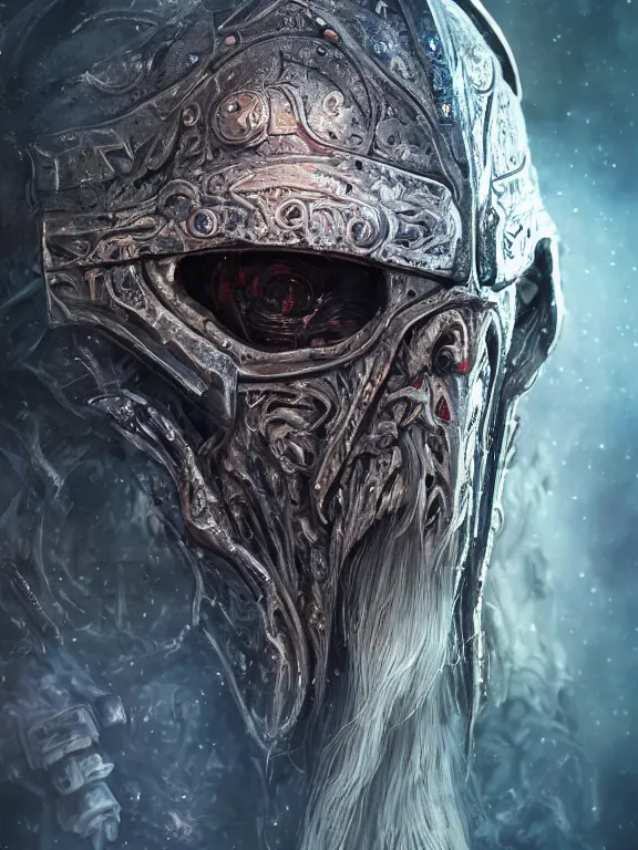 Prompt: portrait art of 8k ultra realistic undead space marine Gandalf, ornate intricate smashed galaxy helmet , detailed intricate ornate armour,blade runner, cybernetic, full of colour, cinematic lighting, battered, trending on artstation, 4k, hyperrealistic, focused, extreme details,unreal engine 5, cinematic, masterpiece, art by ayami kojima, giger