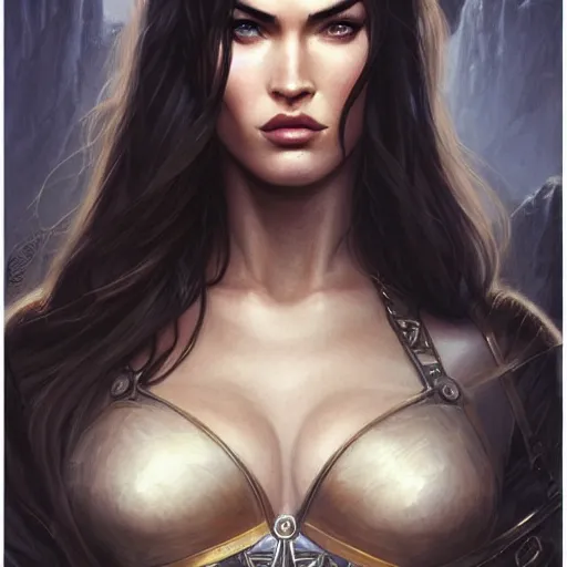 Image similar to megan fox, d & d, fantasy, portrait, highly detailed, digital painting, trending on artstation, concept art, sharp focus, illustration, art by artgerm and greg rutkowski and magali villeneuve