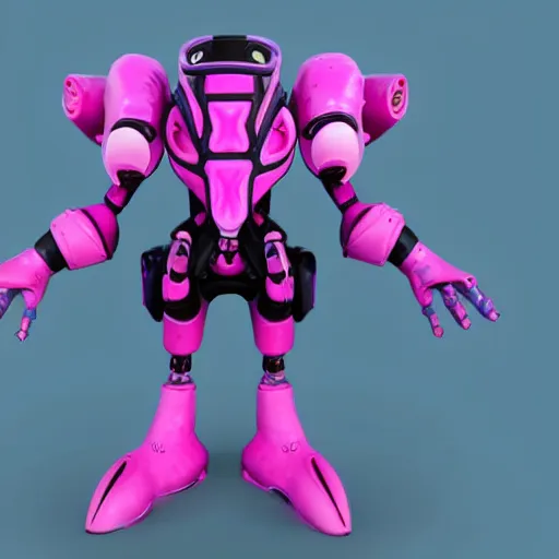 Image similar to pink mechanical alien, fortnite character c 9. 0