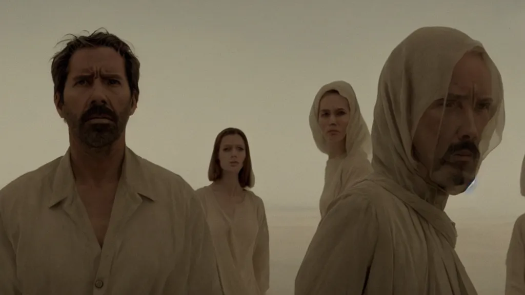 Image similar to Among Us, film still from the movie directed by Denis Villeneuve with art direction by Salvador Dalí, wide lens