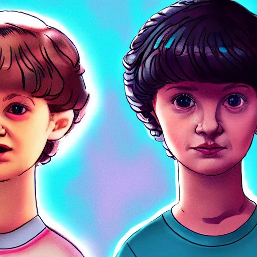 Image similar to eleven from stranger things as a family guy character, full body highdetail, artstation