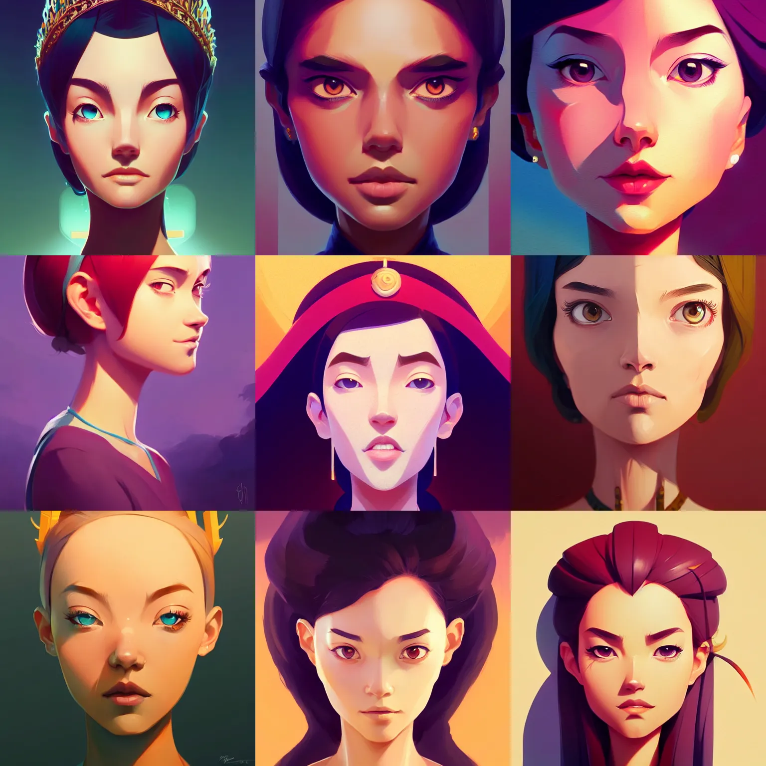 Prompt: face icon stylized minimalist young empress, loftis, cory behance hd by jesper ejsing, by rhads, makoto shinkai and lois van baarle, ilya kuvshinov, rossdraws global illumination