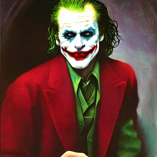 Prompt: the Joker, aristocratic, surrealist renaissance painting