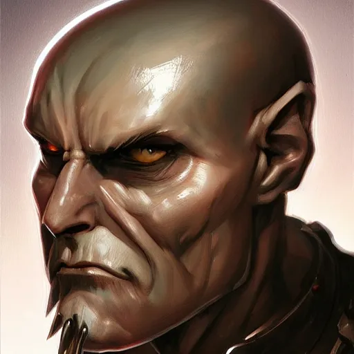 Image similar to portrait bald man, iron spikes through eye sockets, official fanart behance hd artstation by jesper ejsing