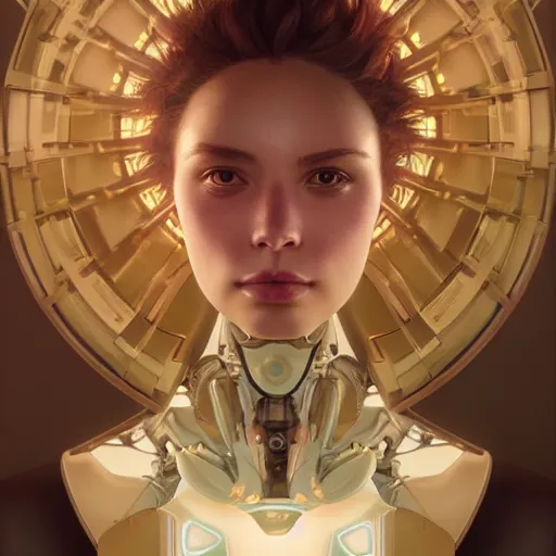 Image similar to Perfectly-centered portrait of a robot, highly detailed, professional digital painting, Unreal Engine 5, Photorealism, HD quality, 8k resolution, cinema 4d, 3D, cinematic, professional photography, art by artgerm and greg rutkowski and alphonse mucha and loish and WLOP