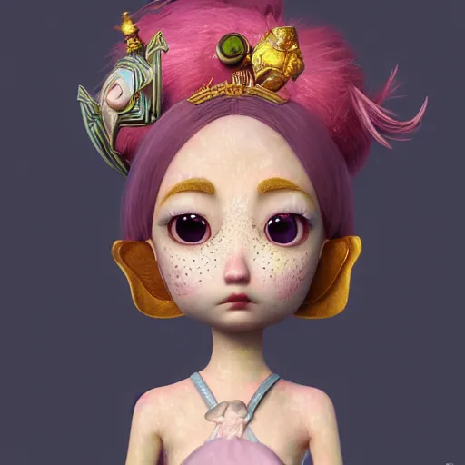 Prompt: feminine goddess, elegant, character design by Mark Ryden and Pixar and Hayao Miyazaki, unreal 5, DAZ, hyperrealistic, octane render, cosplay, RPG portrait, dynamic lighting, intricate detail, summer vibrancy, cinematic
