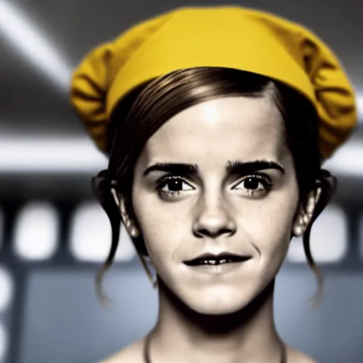 Image similar to emma watson as a mcdonald ’ s cashier, portrait, close up, shallow depth of field, award winning,