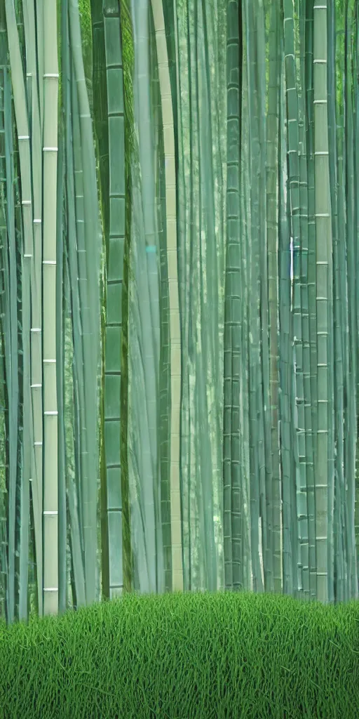 Prompt: a minimalist picture of a beautiful and magical bamboo forest landscape, by petros afshar