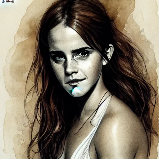 Prompt: emma watson, by jean - baptiste monge