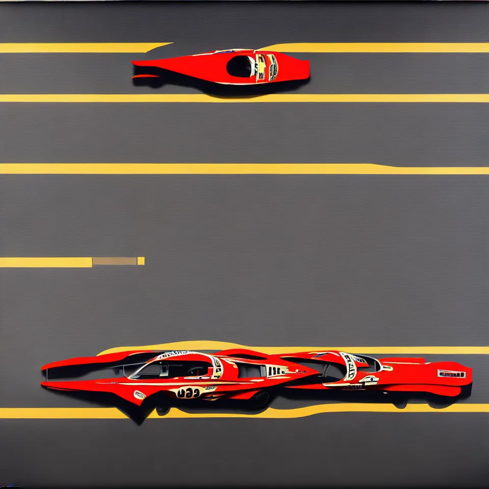 Prompt: top view of a oil painting car racing poster