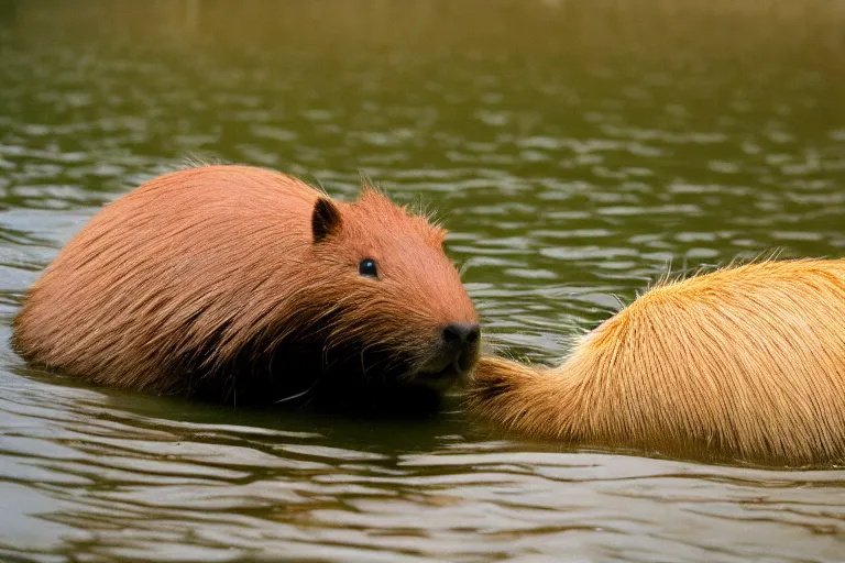 Image similar to a photo of a gyarados capybara in its natural habitat, kodak ektachrome e 1 0 0 photography