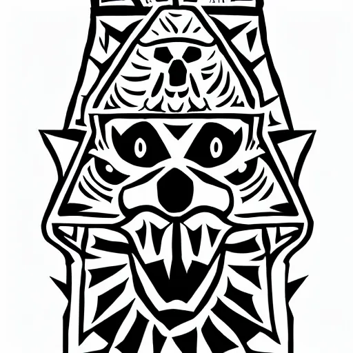 Image similar to totem pile by Jeremy Fish. Inspired by mrjeremyfish on instagram. Black and white duotone ink drawing. Flawless quality logo graphic design