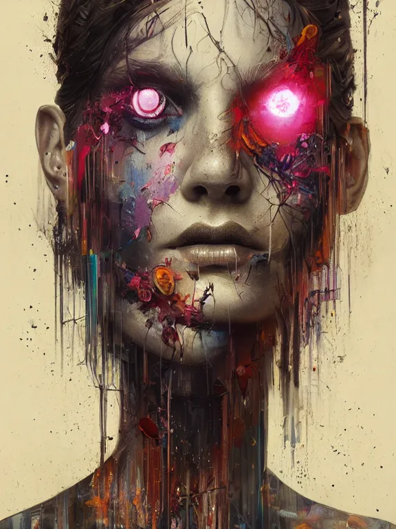 Prompt: art portrait of a ghost ,8k,by tristan eaton,Stanley Artgermm,Tom Bagshaw,Greg Rutkowski,Carne Griffiths,trending on DeviantArt,face enhance,hyper detailed,minimalist,cybernetic, android, blade runner,full of colour,