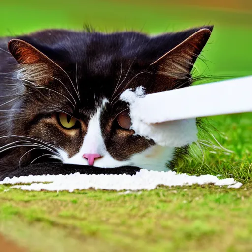 Prompt: cat snorting a line of cocaine, award winning image, 8k, highly detailed