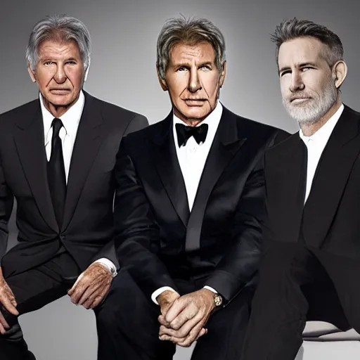 Prompt: the face of a succesful man: Harrison Ford/Tom Hanks/Tom Cruise/Ryan Reynolds, highly detailed uncropped full-color epic corporate portrait photograph. best corporate photoraphy photo winner, meticulous detail, hyperrealistic, centered uncropped symmetrical beautiful masculine facial features, atmospheric, photorealistic texture, canon 5D mark III photo, professional studio lighting, aesthetic, very inspirational, motivational