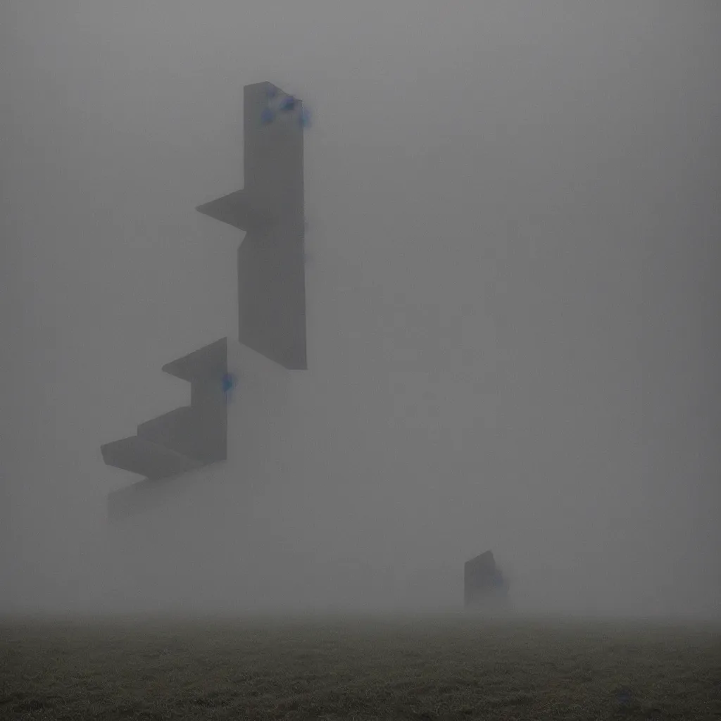 Prompt: soviet brutalism style, big sculpture of one potato in foggy field, very detailed, 4 k, professional photography