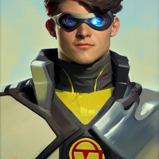 Prompt: greg manchess portrait painting of scott summers aka cyclops as overwatch character, medium shot, asymmetrical, profile picture, organic painting, sunny day, matte painting, bold shapes, hard edges, street art, trending on artstation, by huang guangjian and gil elvgren and sachin teng