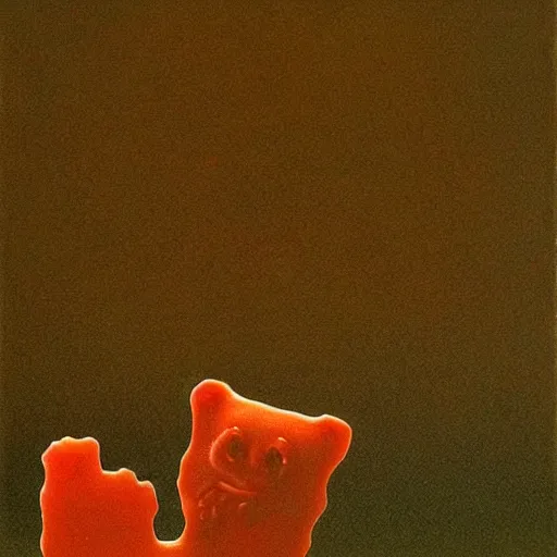 Prompt: Gummy Bear made by Zdzislaw Beksinski