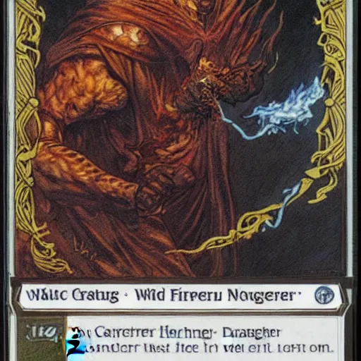 Prompt: magic the gathering koth bringer of fire - art by rebecca guay