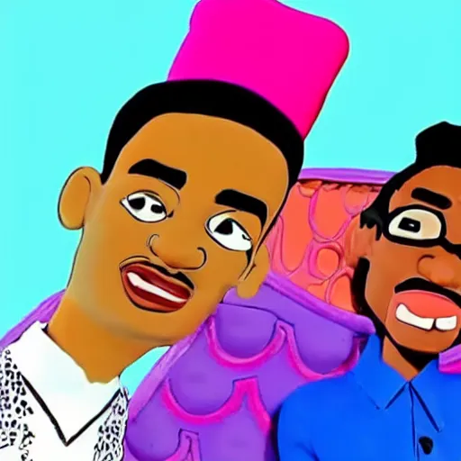 Prompt: A Still of Fresh Prince of Bel Air in the style of claymation