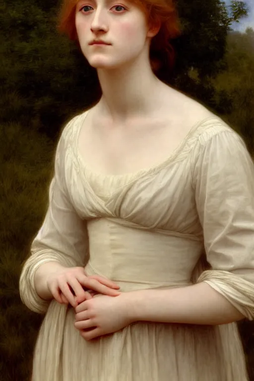 Image similar to saoirse ronan, painting by rossetti bouguereau, detailed art, artstation