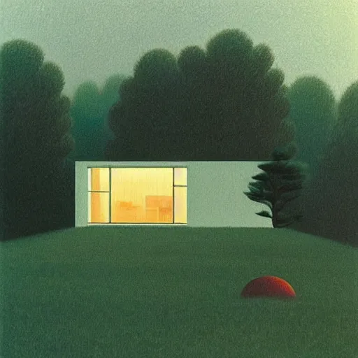 Prompt: painting by by Quint Buchholz, atmospheric cozy futuristic organic white concrete house in the middle of a lush and dense forest at night, a beautiful lake next to it, night time, night sky, starry night sky, by Quint Buchholz