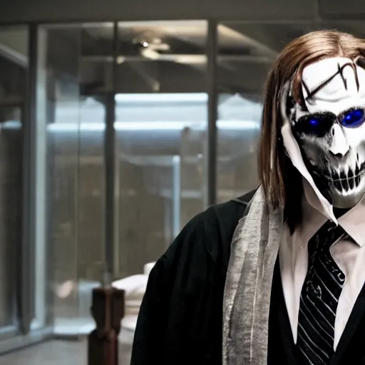 Image similar to arthas menethil as the american psycho, cinematic still