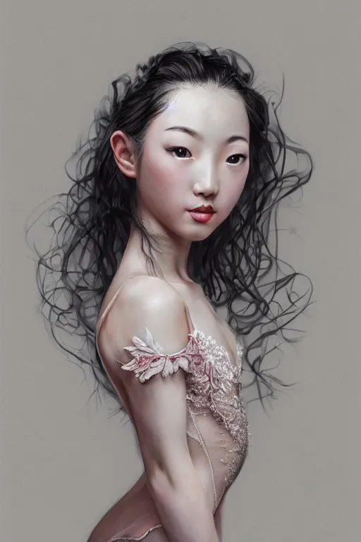 Image similar to hyperrealistic photography of a highly detailed and symmetrical gorgeous taiwanese female ballerina in the style of vargas and wlop, highly detailed, face symmetry, masterpiece, award - winning, sharp focus, intricate concept art, ambient lighting, 8 k, artstation