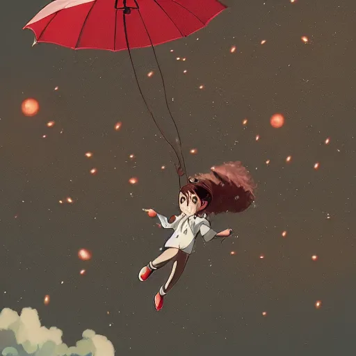 Prompt: falling from the sky like rain, bystanders watching from the sides, 4 k, by miyazaki, monokubo, artstation,