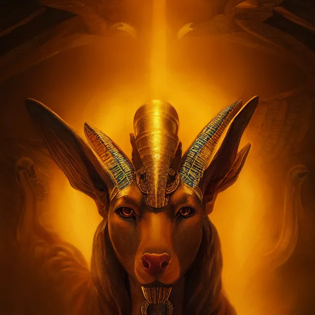 Image similar to majestic gracious egyptian god ra portrait, atmospheric lighting, painted, menacing, intricate, volumetric lighting, beautiful, rich deep colours masterpiece, golden hour, sharp focus, ultra detailed, by leesha hannigan, ross tran, thierry doizon, kai carpenter, ignacio fernandez rios