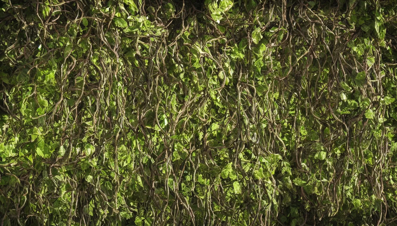 Image similar to tangled vines, highly detailed, dramatic lighting, organic, plants