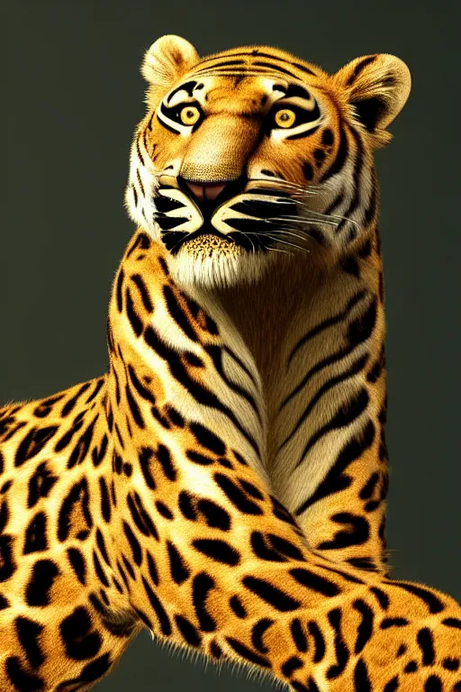 Prompt: !dream 8K UHD Redshift render, Poser, feetwave, lion_facecore, tigerpunk leopard panther, long wavy fur, bright eyes, long fangs, medium full shot, animal photography