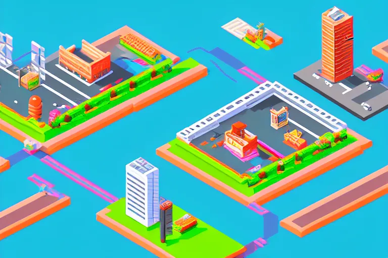 Image similar to isometric stylized pixel city, eboy, pixel art