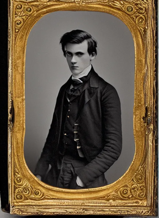 Image similar to portrait of a young victorian man, highly detailed, cinematic lighting, close up, volumetric, realistic, photograph by elliott & fry