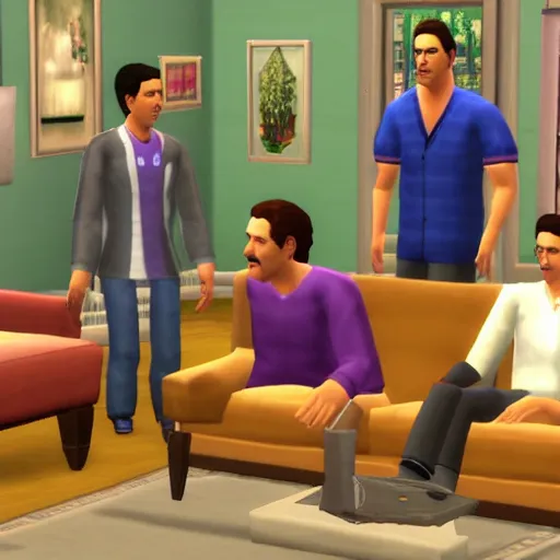 Image similar to cast of Seinfeld in The Sims 2