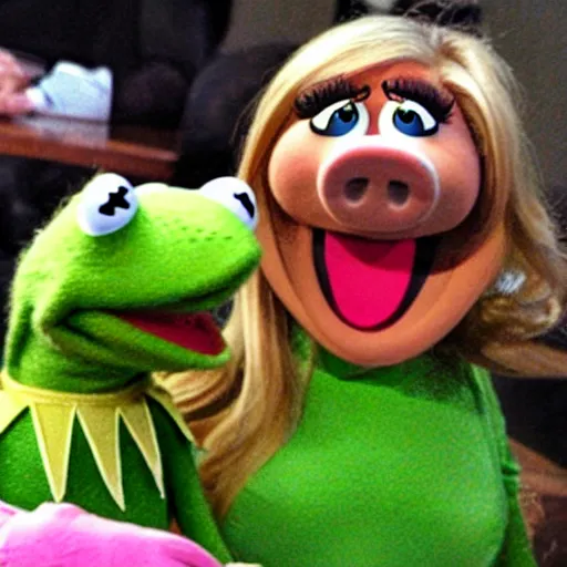 Prompt: Kermit and Miss Piggy babies