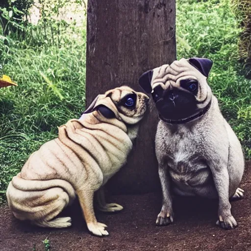 Image similar to a Rabbit-Pug Hybrid, A Rabbit that looks like a pug, huge tusks, afternoon hangout, good times photograph, candid