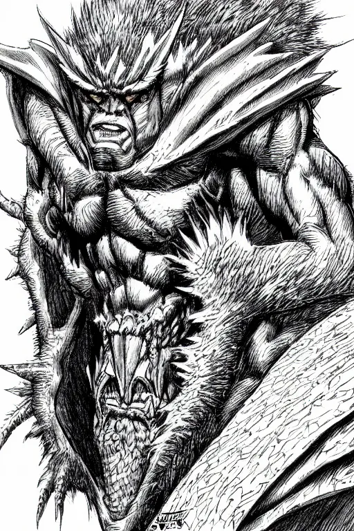 Image similar to beast man, highly detailed, digital art, sharp focus, trending on art station, kentaro miura manga art style