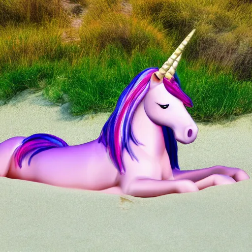 Prompt: a photograph of a real unicorn on a sun bed at the beach, photorealistic, highly detailed, 4k, hd