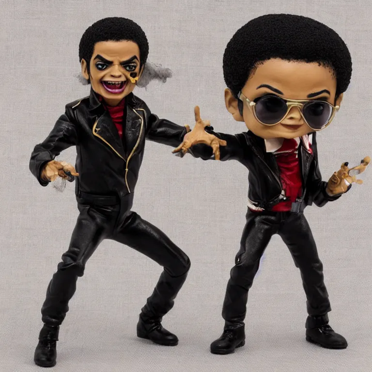 Image similar to michael jackson thriller extremely cute toy statue, pop figure, dance pose, zombie, hdr, sideshow collectibles, high detail,