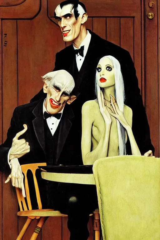 Image similar to lurch from the addams family painted by norman rockwell