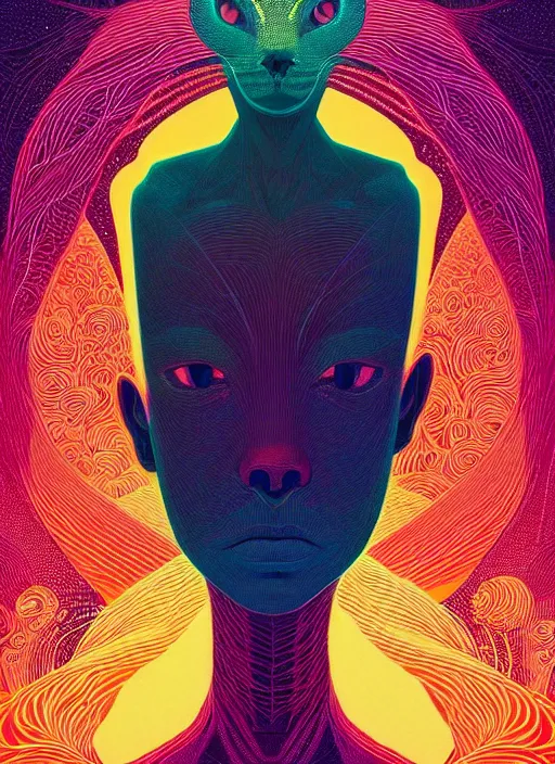 Prompt: symmetry!! stunning portrait of a person - cat!! by victo ngai, kilian eng vibrant colours, dynamic lighting, digital art, winning award masterpiece, fantastically beautiful, illustration, aesthetically inspired by beksinski and dan mumford, trending on artstation, art by greg rutkowski, 8 k