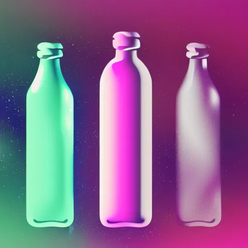 Prompt: bottle with liquid universe, minimalist background