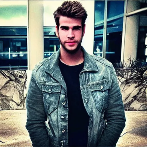 Image similar to “a realistic detailed photo of a guy who is an attractive humanoid who is half robot and half humanoid, who is a male android, Liam Hemsworth, shiny skin, posing like a statue, blank stare”